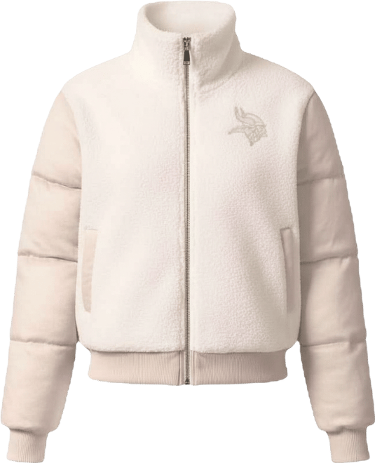 Women's Cream Minnesota Vikings Cheerleader Sherpa Full-Zip Jacket