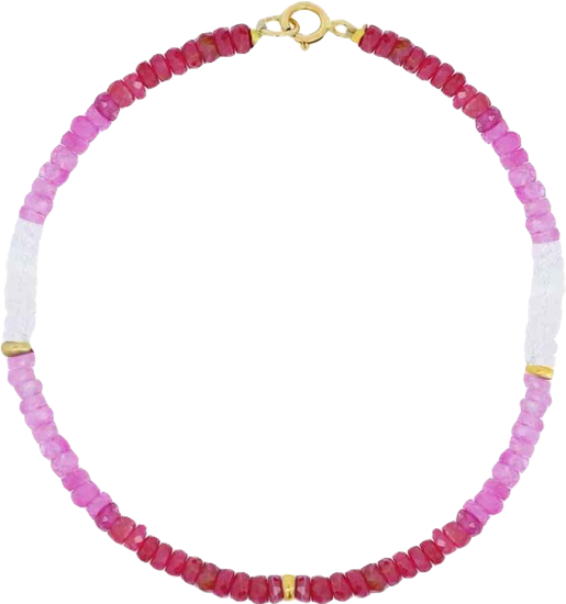 Ruby Ombre Bead Bracelet 14K Gold