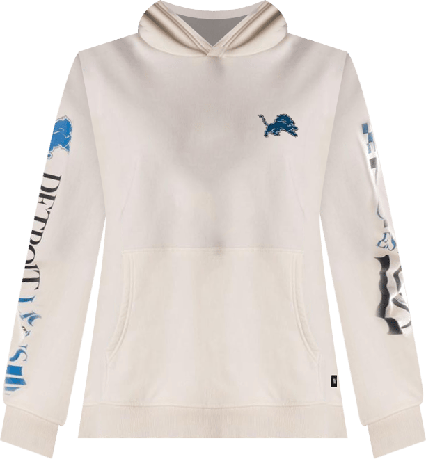 Men's and Women's Cream Detroit Lions Stacked Graphic Sleeve Fleece Hoodie