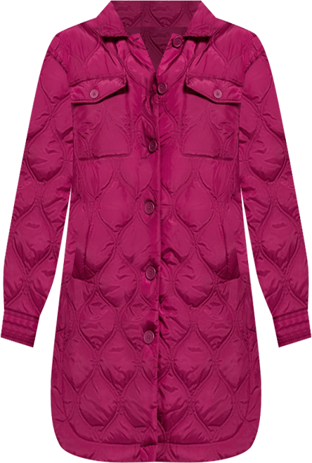 Women's Long Quilted Button-Up Jacket with Pockets