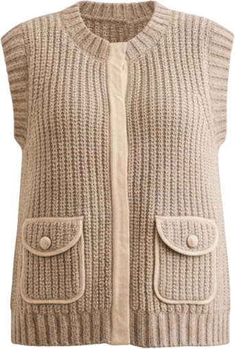 Women's Crew Neck Sleeveless Jacket