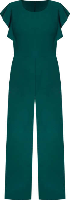 Women's Scuba Crepe Jumpsuit With Ruffle Sleeve