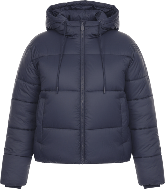 Plus Size Quilted Puffer Crop Jacket with Hood