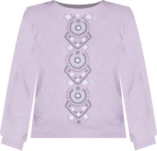 Plus Size Hilton Head Center Embroidery Accent Sweater