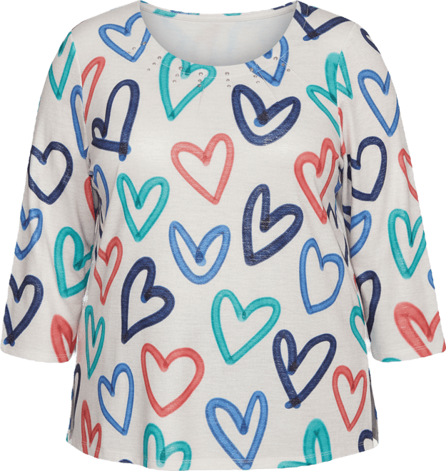 Plus Size Saratoga Springs Tossed Heart Pattern Knit Top