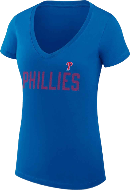 Women's Royal Philadelphia Phillies Super-Slim Fit Lightweight Dot Print V-Neck T-Shirt