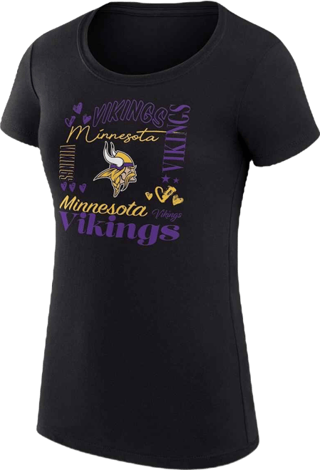 Women's Black Minnesota Vikings Super-Slim Fit Lightweight Collage Team T-Shirt