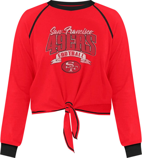 Women's Scarlet/Black San Francisco 49ers Tie-Front Long Sleeve Top
