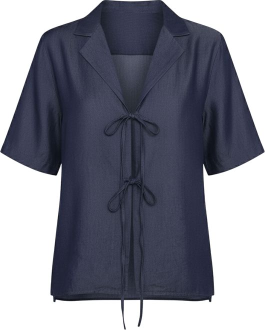 Women's Aaliyah Chambray Tie Front Top