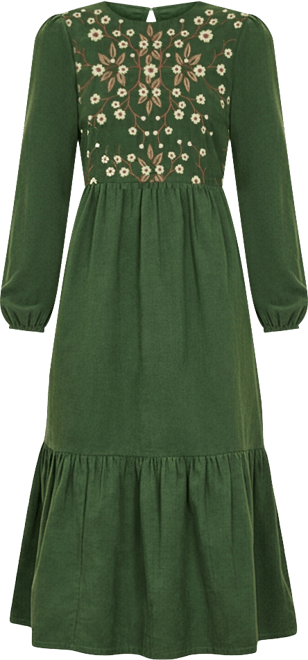 Women's Long Sleeve Embroidered Midi Dress