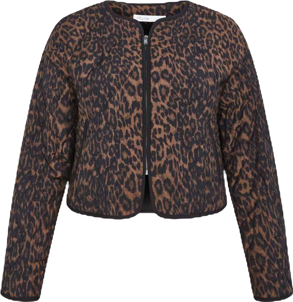 Plus Size Quilted Animal Print Jacket