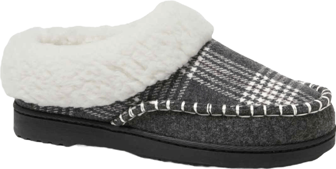 Women's Nyla Felted Plaid Moccasin Toe Clog House Shoe Slipper