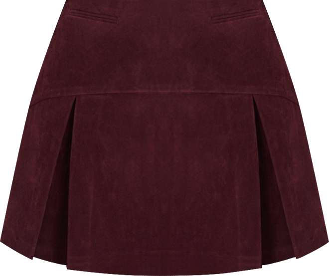 Women's Faryn Mahogany Faux Suede Pleated A-Line Mini Skirt