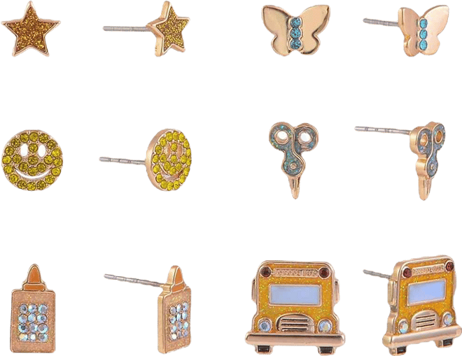 School Theme 6pk Stud Earring Set