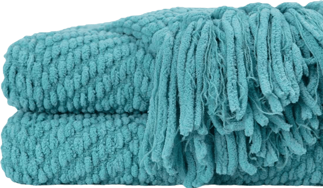 Premium Textured Knit Throw Blanket with Tassels
