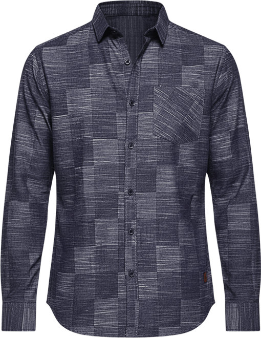 Men's Steel Blue Heathered Denim Check Shirt
