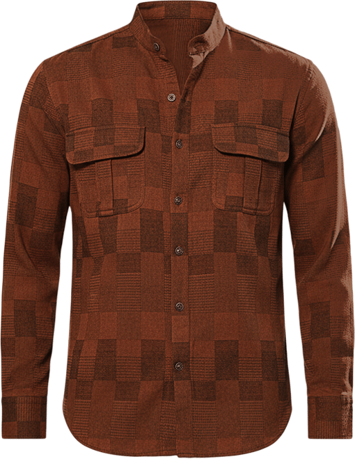 Men's Russet Brown Mandarin Utility Shirt
