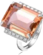 Sterling Silver 18K Rose Gold Plated with Pink and White Cubic Zirconia Accent Ring