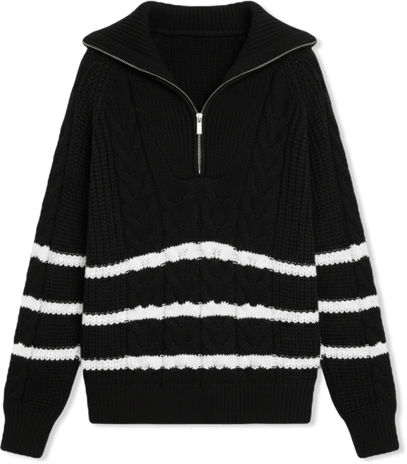 Women's Stripe Zip up Sweater