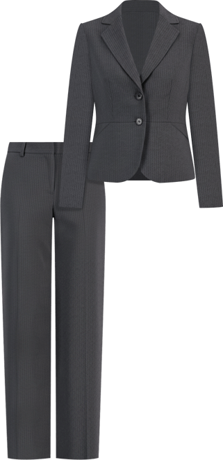 Women's Two-Button Pinstriped Pantsuit Set, Regular & Petite