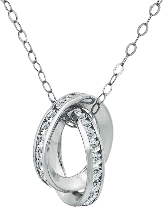 Cubic Zirconia Interlocking Rolling Circles Necklace (2-1/2 ct. t.w.) in 18K Gold Over Sterling Silver, Macy's Exclusive