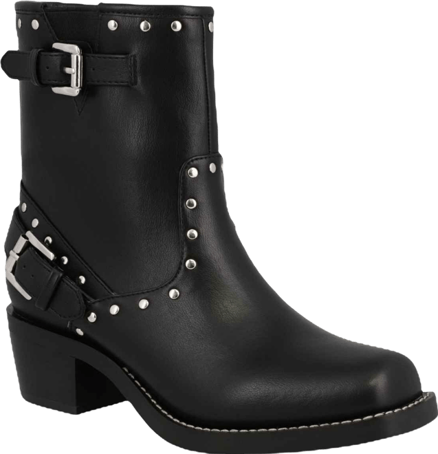 Women's Delores Square Toe Studded Buckle Booties