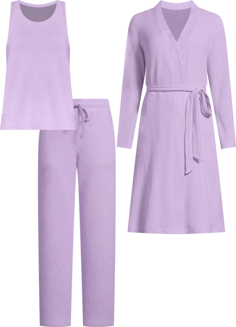 Women's Brushed Cozy Waffle Jersey 3 Piece Pajama Set
