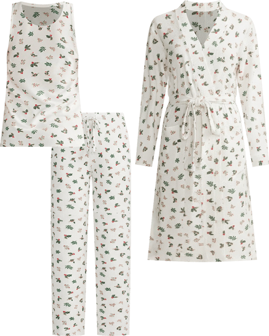 Women's Brushed Cozy Waffle Jersey 3 Piece Pajama Set