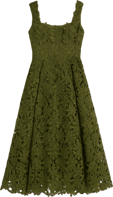 Women's Sleeveless Embroidered Lace A Line Midi Dress