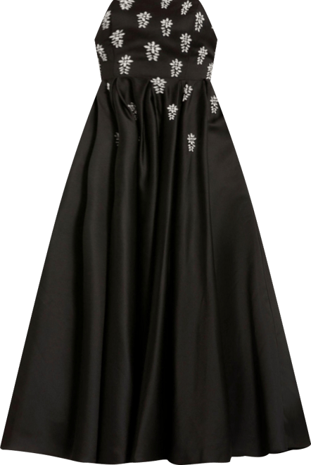 Women's Crystal Embellished Strapless Satin A-Line Dress