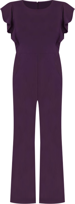 Women's Scuba Crepe Jumpsuit With Ruffle Sleeve