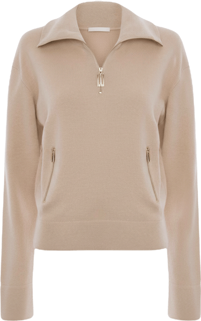 Half-Zip Milano Jumper In Pale Rose