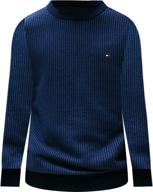Men's Crewneck Two-Tone Cotton Cashmere Sweater