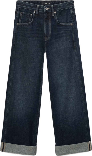 Women's Turn-Up Hem Wide Leg Jeans