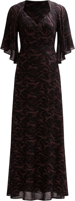 Women's Lydia Angel Sleeve Midnight Tiger Print Maxi Dress