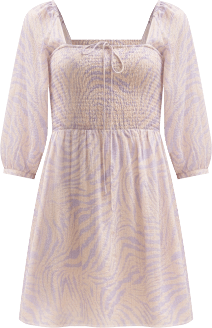 Women's Lucy Shirred Bodice Banana Check Print Mini Dress