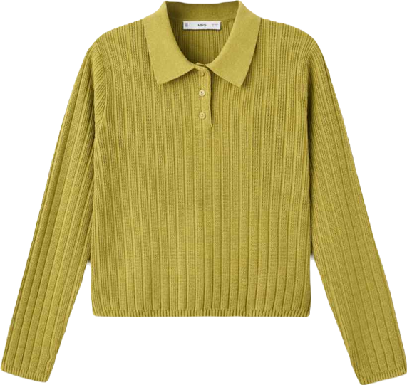 Women's Polo-Neck Ribbed Sweater