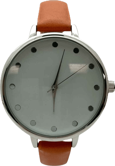 Solid Vibrant Color Everyday Faux Leather Women Watch, Orange