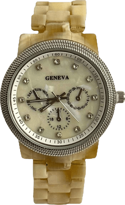 Beige Tortoise Acrylic Band Women Watch
