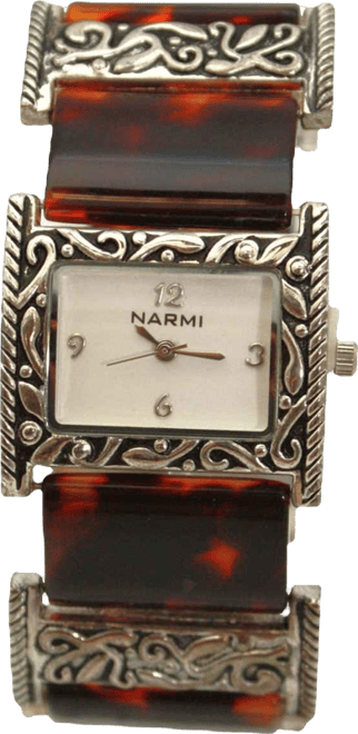 Engraved and Tortoise Elegant Women Watch