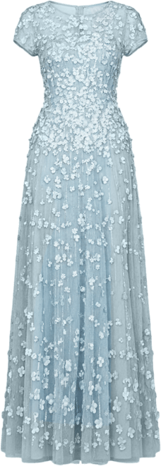 Women's 3D floral embellished cap sleeve gown