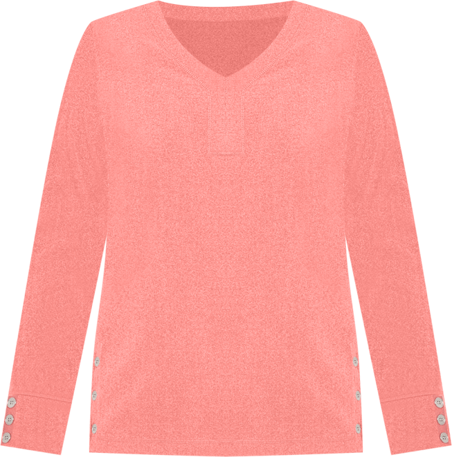 Petite Luxe Rib V-Neck Button Accent Knit Top