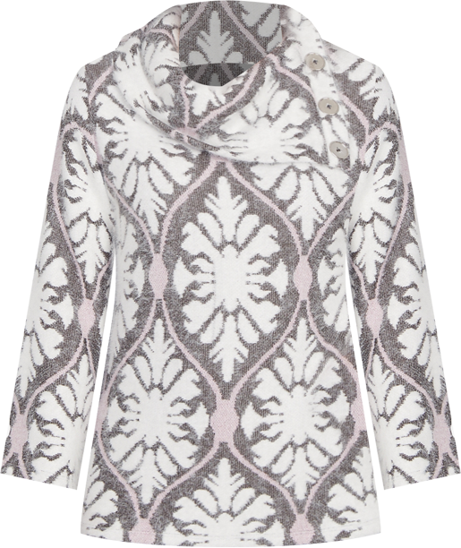 Petite Medallion Jacquard Sweater Knit Top