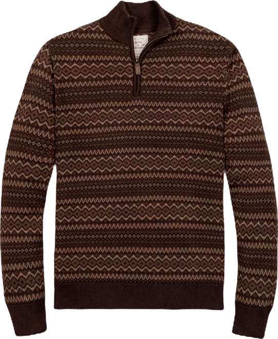 Men's Organic Half Zip Intarsia Pullover Sweater