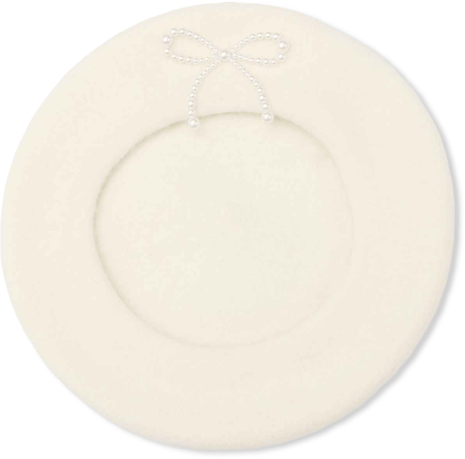 Pearl Bow Felt Beret