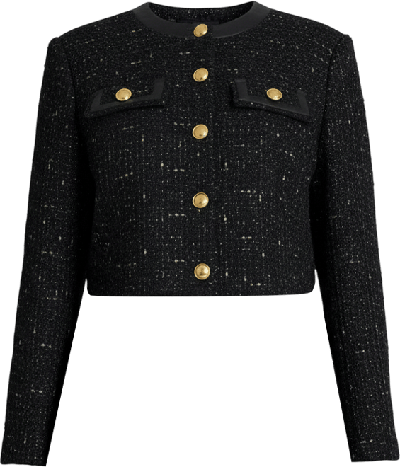 Women's Plus Size Cropped Tweed Jacket