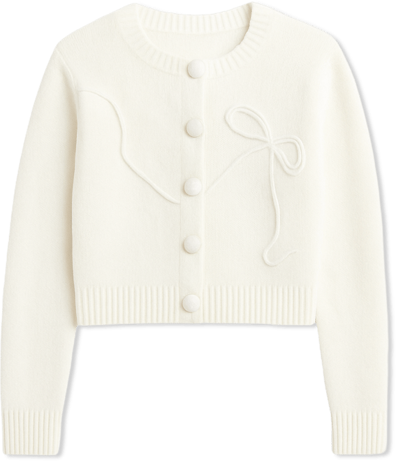 Women's Bow Embroidered Cropped Cardigan, Macy's Exclusive