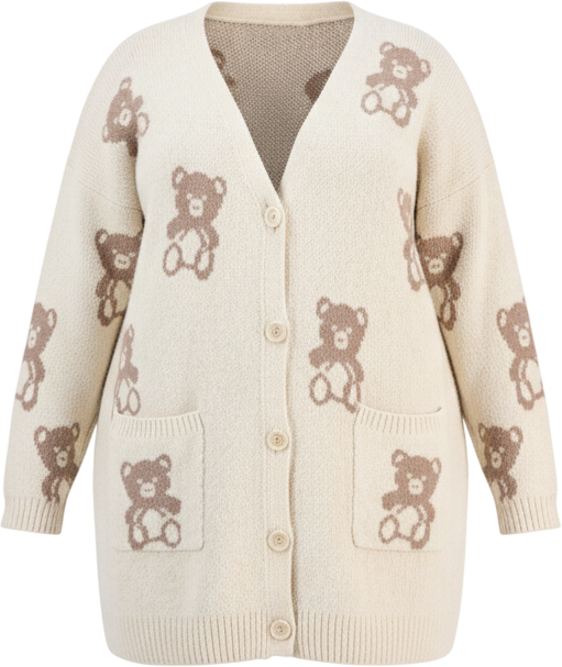 Trendy Plus Star-Print Open-Front Long Cardigan