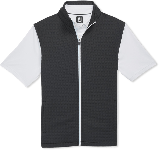 FootJoy Textured Knit Full-Zip Golf Vest Black Heather - Carl's