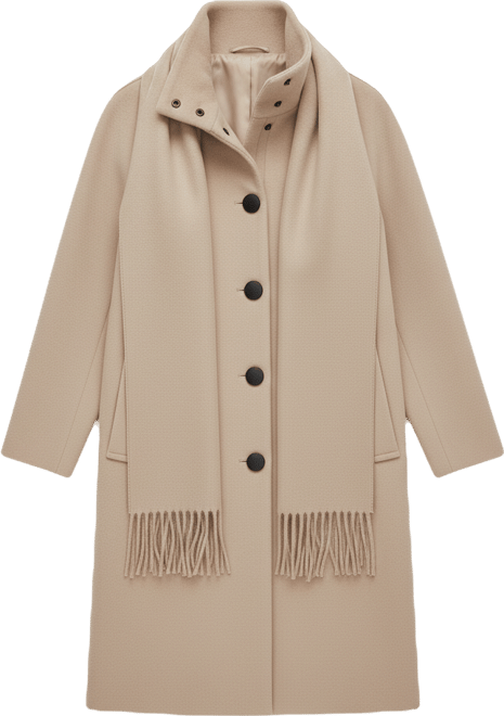 Women's Snap Button Scarf Coat